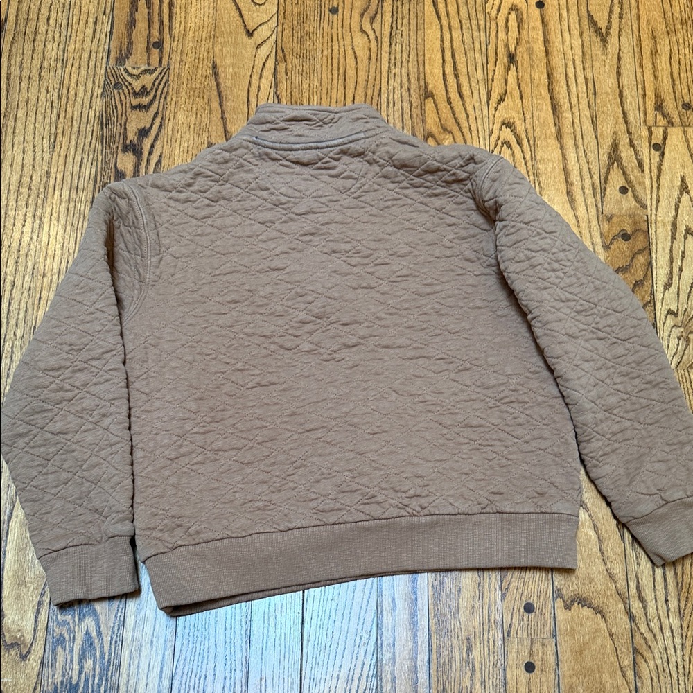 Frank & Oak sz L Tan Quilted 1/4 snap sweatshirt contrast retro Farm Chore - Picture 11 of 13